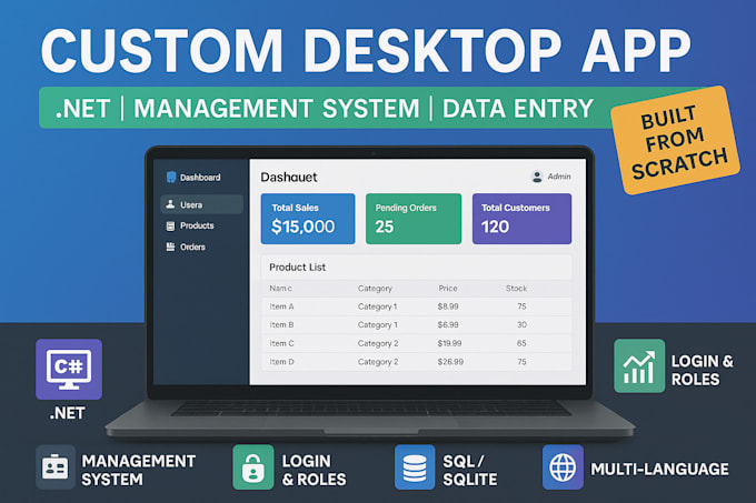 build a custom desktop app or management system in dotnet