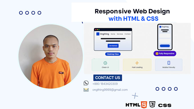 create a responsive HTML CSS javascript landing page