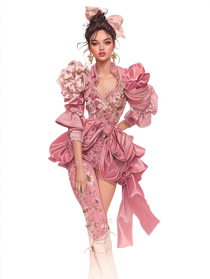 make a fashion illustration, portrait