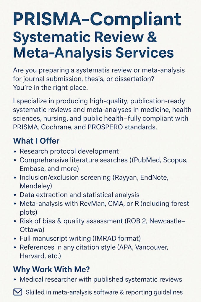 write research article, systematic review and meta analysis