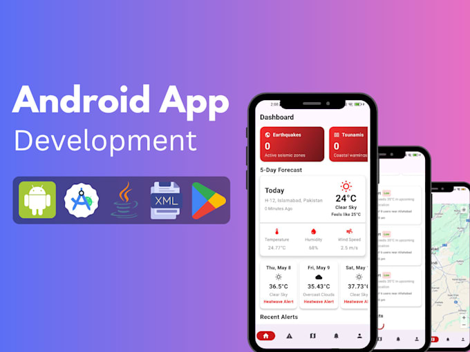 develop android apps using java, xml and spring boot