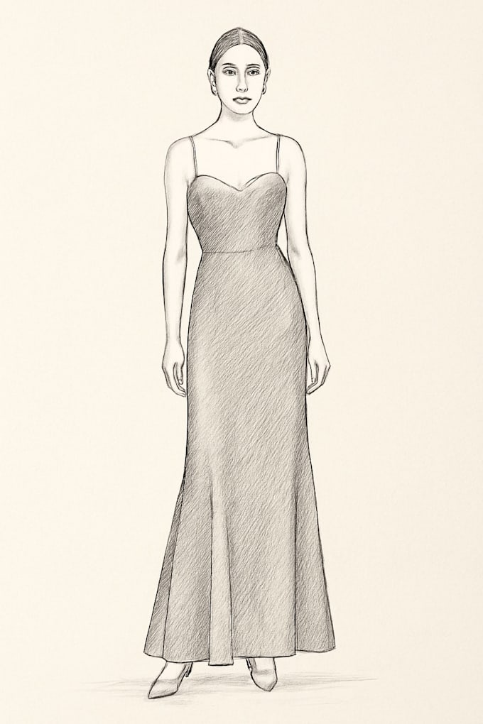 custom evening gown design illustration