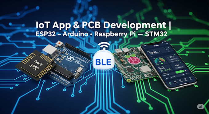 develop iot app esp32 adruino ble raspberry pi pcb design stm32 mobile app
