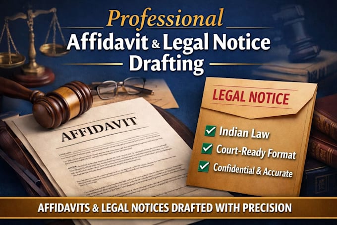 draft professional affidavits and legal notices as per  law