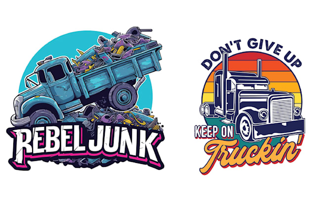 design vector vintage truck junk removal logo