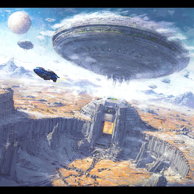 make hand drawn sci fi illustrations using pencils