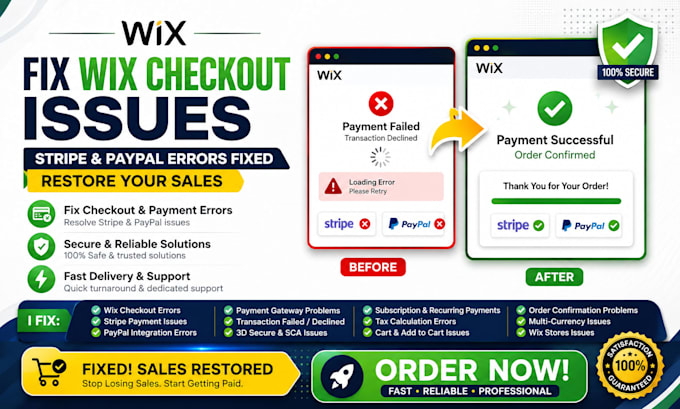 fix wix store checkout issues, wix payment errors, stripe paypal problems