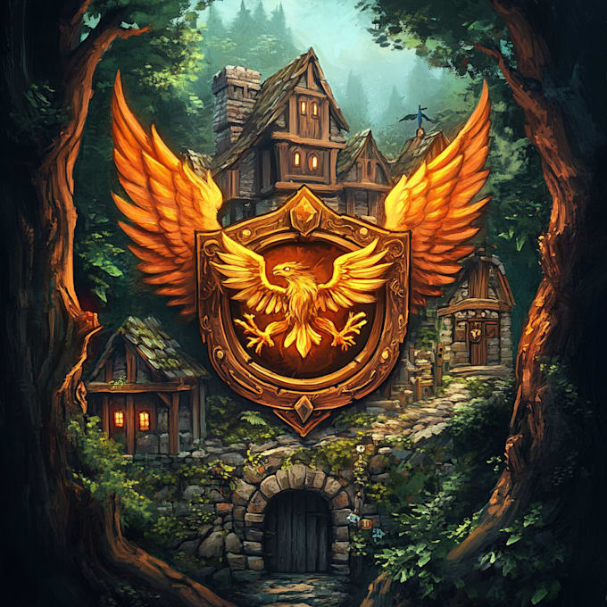 draw fantasy game logo with cool unique magic style