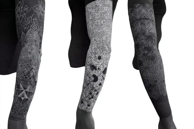 create sleeve tattoo design in geometric style