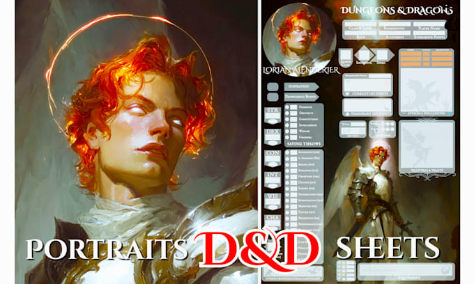 create your dnd character art, portraits and custom character sheet