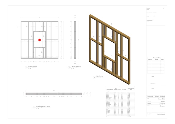 timber or wood framing drawing and modeling