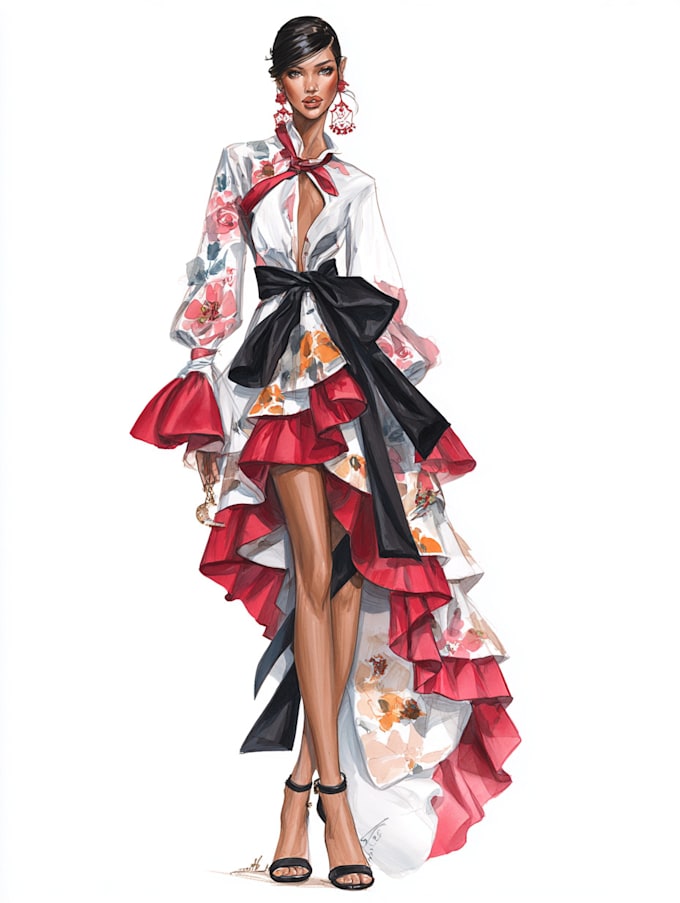 Draw a fashion or editorial illustration, sketch, by Indiazarate | Fiverr