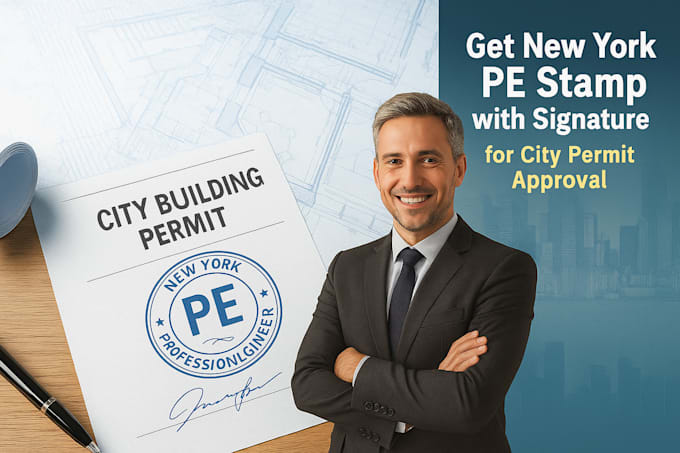 provide drawing new york pe stamp with signature for city permit approval