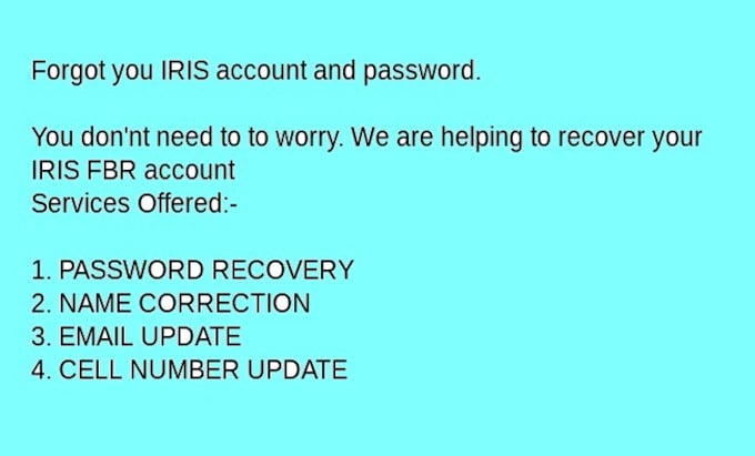 recover your fbr iris account