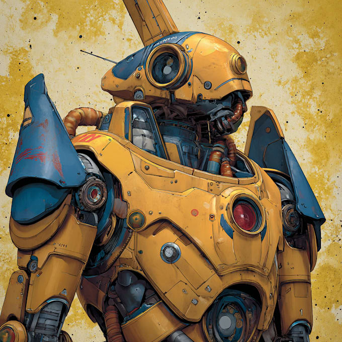 desing a unique mecha robot illustration