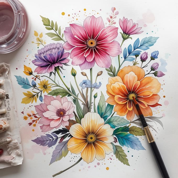 paint watercolor flowers, watercolor logo