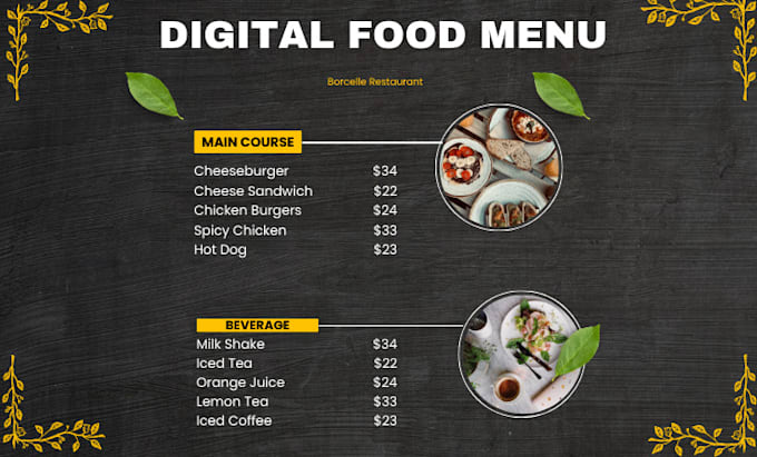 Design digital menu, tv menu, digital menu board, animated menu by ...