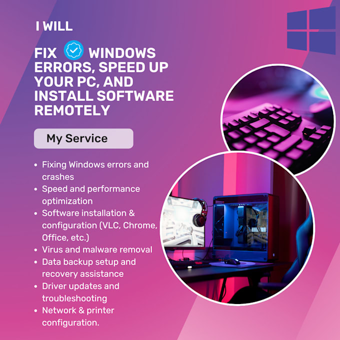 fix windows errors update drivers remove viruses and speed up your PC remotely