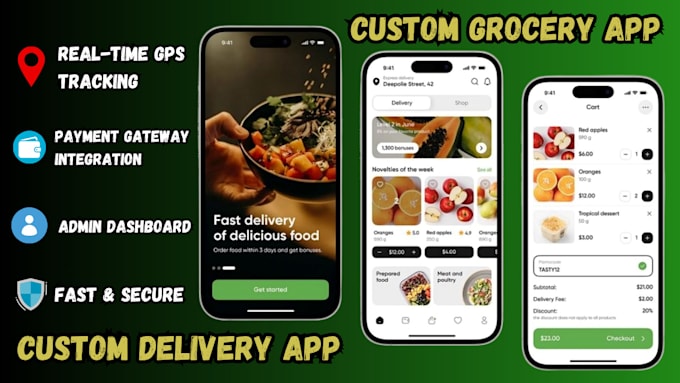 develop custom grocery app, food delivery app for android and ios