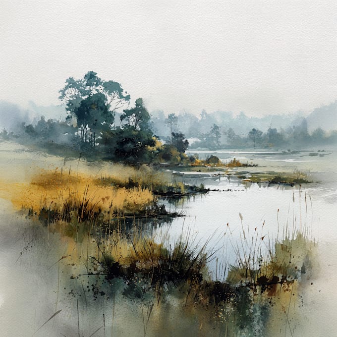 hand draw watercolor landscape or architecture art