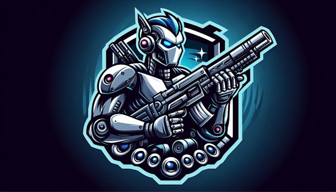 create robotic gunnar logo with t shirt and fast delivery