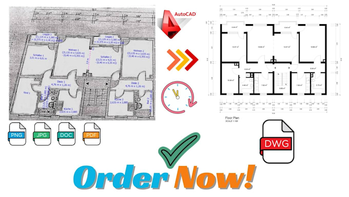 convert your pdf, image or sketch drawing to autocad