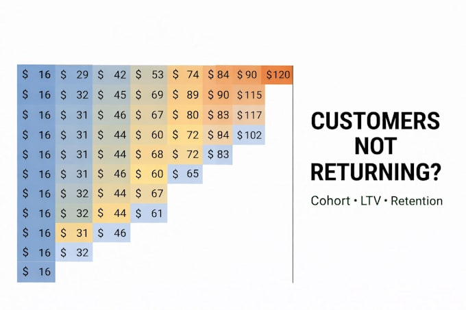 do cohort analysis, retention, churn, ltv, cac and find lost revenue
