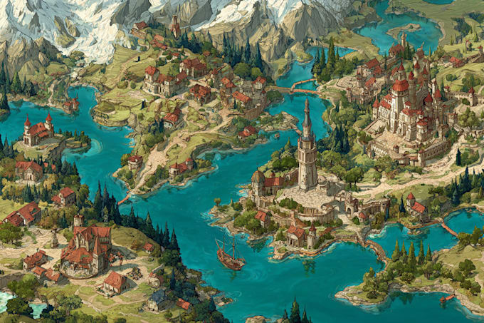 design fantasy, side, axonometry map