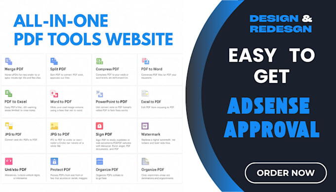 build professional PDF tool website for adsance approval