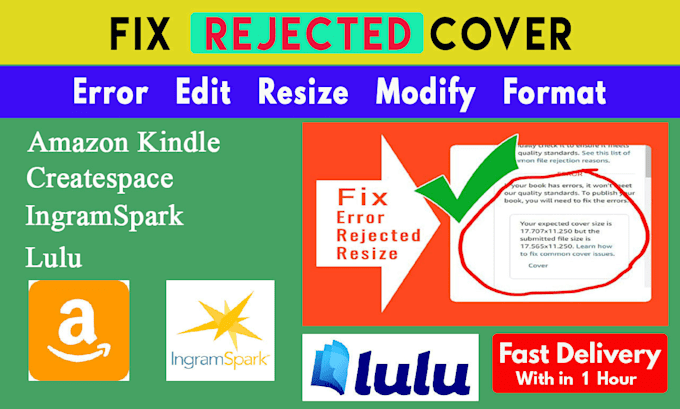 fix error, redesign, edit book cover, ebook cover, amazon kdp manuscript