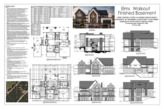 create floor plans, site plans, roof plans, elevations and sections for permit