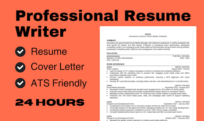 write a professional ats friendly resume for any industry