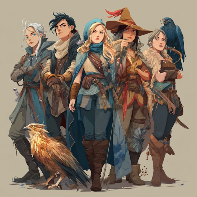 dnd party art or dnd character art