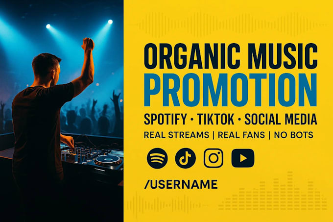 do organic music promotion for sportify growth, real streams, playlist placement