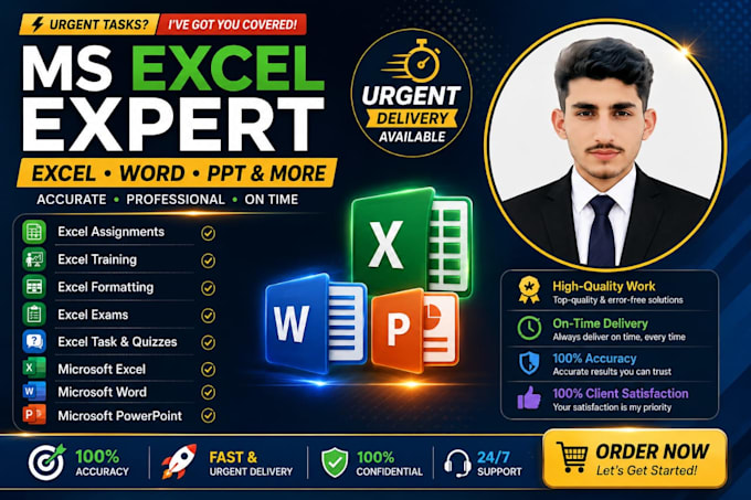 do ms word, excel, powerpoint, and access assignments professionally