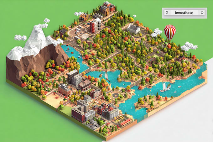 design isometric map illustration vector