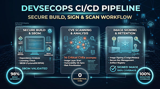 set up a devsecops ci cd pipeline with sbom image signing and cve scanning