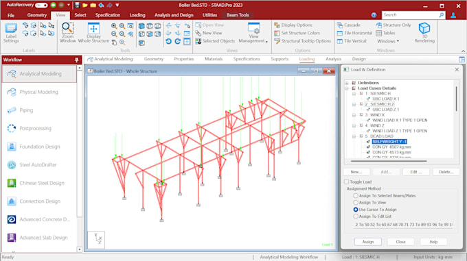 structure design, structure stress analysis and load calculations on staad pro