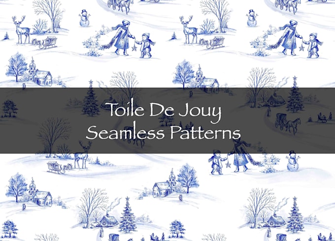 create toile de jouy seamless patterns for fabric and decor
