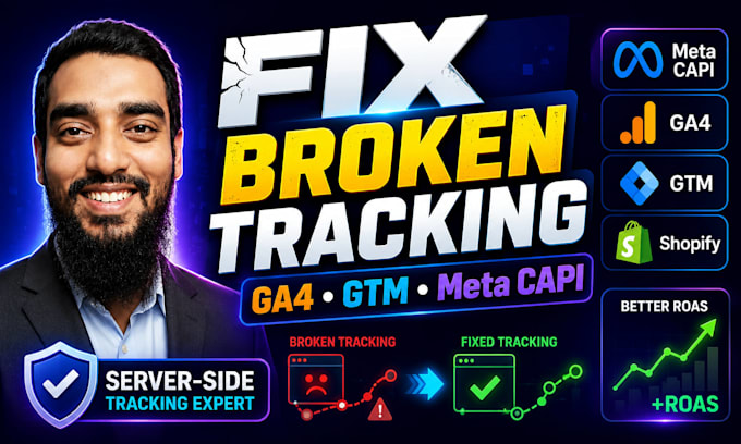 audit, fix and setup ga4, GTM, and server side tracking capi