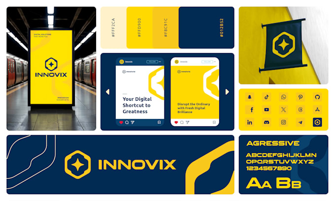 design a modern logo with brand style guide and identity guidelines