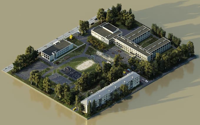 recreate 3d diorama landscape, site map,hobby diorama exterior,diorama rendering