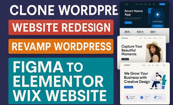 clone wordpress website, revamp wordpress, convert figma to elementor or wix