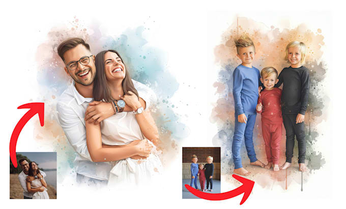 design unique watercolor portraits and illustrations