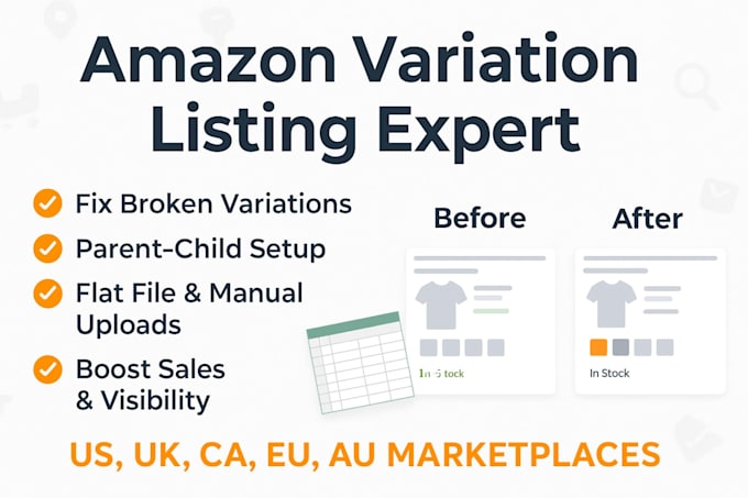 create amazon variation listing or fix amazon listing issues using flat file