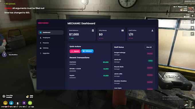 develop a custom fivem script with full UI qbcore or esx