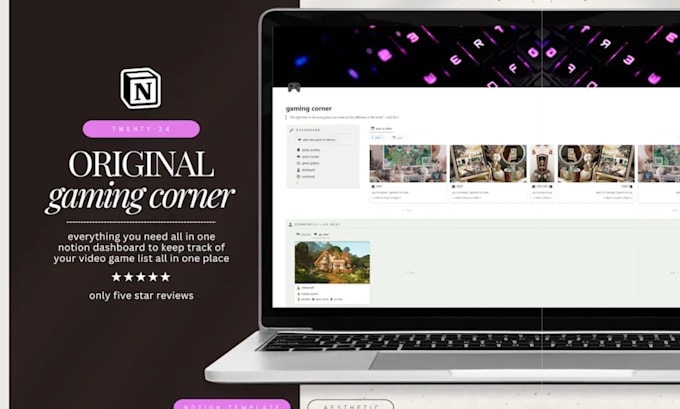 create video game tracker notion template, gaming dashboard and planner