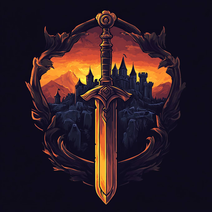 make design medieval fantasy game, rpg, mmo game logo