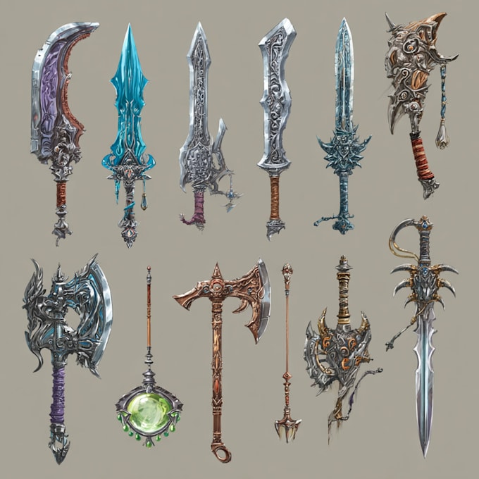 create weapon design and illustration