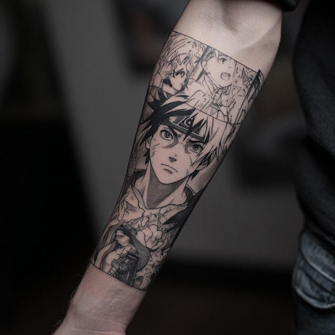 custom anime tattoo design for arm, sleeve or back